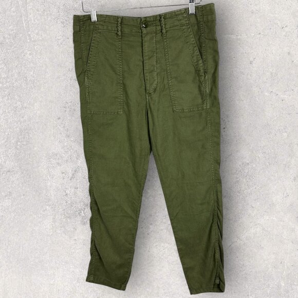 The Great Slouch Army Pants Green‎ Womens Size 26 USA Made Revolve Linen Tencel - Picture 2 of 14